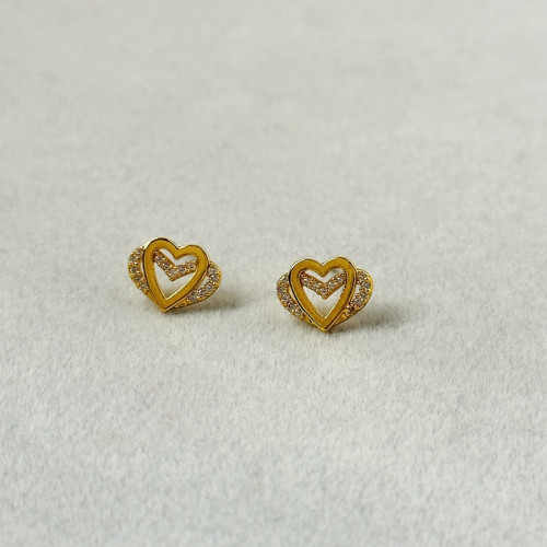 新款簡約雙層愛心微鑲鋯石小衆時尚迷你輕奢925銀針耳飾 新款簡約雙層愛心微鑲鋯石小衆時尚迷你輕奢925銀針耳飾