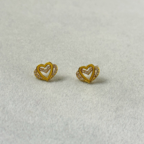 新款簡約雙層愛心微鑲鋯石小衆時尚迷你輕奢925銀針耳飾 新款簡約雙層愛心微鑲鋯石小衆時尚迷你輕奢925銀針耳飾