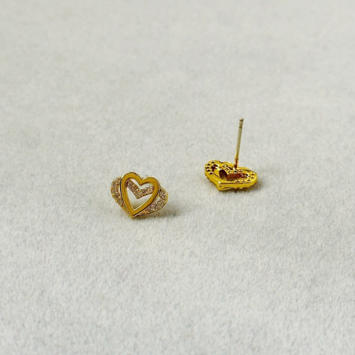 新款簡約雙層愛心微鑲鋯石小衆時尚迷你輕奢925銀針耳飾 新款簡約雙層愛心微鑲鋯石小衆時尚迷你輕奢925銀針耳飾