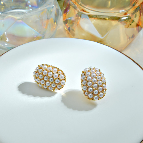 復古港風松石耳環吊墜法式輕奢優雅珍珠耳飾925銀針氣質網紅 復古港風松石耳環吊墜法式輕奢優雅珍珠耳飾925銀針氣質網紅