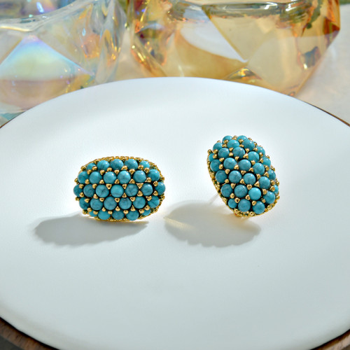 復古港風松石耳環吊墜法式輕奢優雅珍珠耳飾925銀針氣質網紅 復古港風松石耳環吊墜法式輕奢優雅珍珠耳飾925銀針氣質網紅