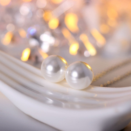 925純銀天然淡水貝珠 珍珠耳線潮流韓版小清新時尚首飾銀飾 新品