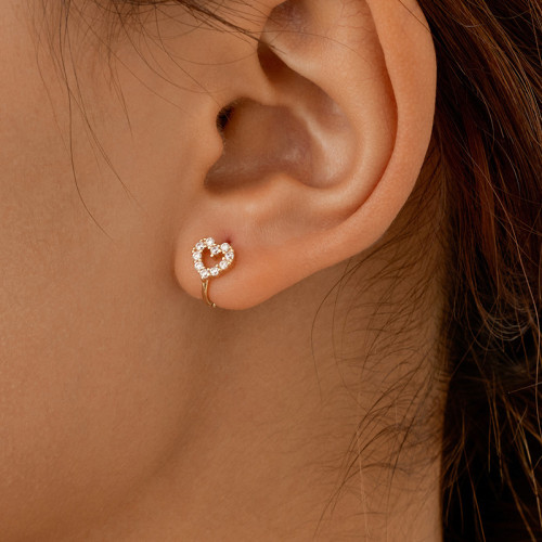 925純銀鏤空愛心耳釦耳環女ins小衆甜美耳飾高級感鑲鑽耳圈潮