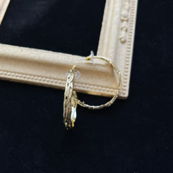 素金復古熔巖樹葉鏤空亮金925銀針  耳圈 個性歐美時尚潮流百搭