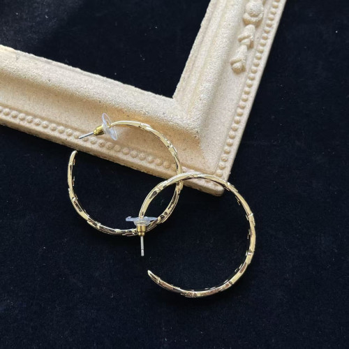 素金復古熔巖樹葉鏤空亮金925銀針  耳圈 個性歐美時尚潮流百搭