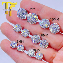 歐美ins經典款圓形大鋯石嘻哈耳釘銀針925防過敏Earrings男女耳飾