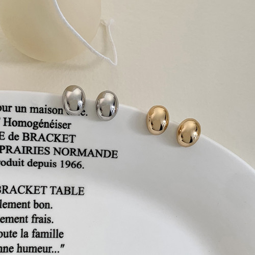 迷度925銀針高級感法式金豆耳釘簡約小巧耳環耳飾女冷淡風百搭