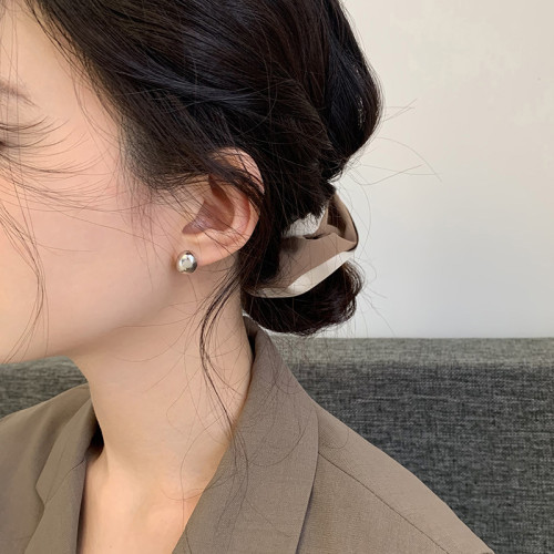 迷度925銀針高級感法式金豆耳釘簡約小巧耳環耳飾女冷淡風百搭