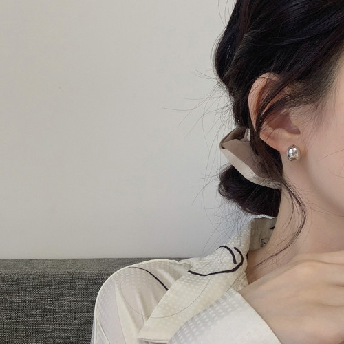 迷度925銀針高級感法式金豆耳釘簡約小巧耳環耳飾女冷淡風百搭