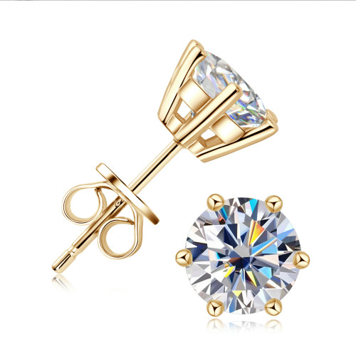 抖音D色六爪莫桑石耳釘女生爆款設計高級感925純銀耳飾品 抖音D色六爪莫桑石耳釘女生爆款設計高級感925純銀耳飾品