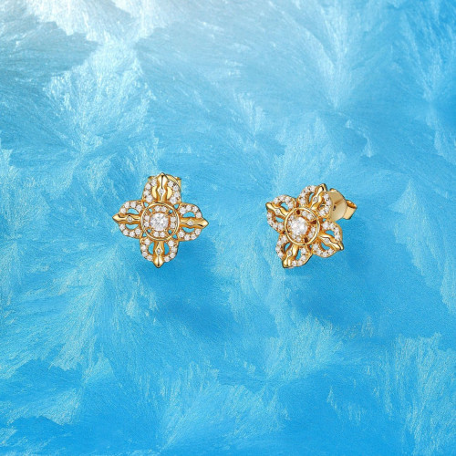 新中式滿鑽金剛杵耳釘輕奢高級感 老鋪同款十字金剛杵耳環女925銀