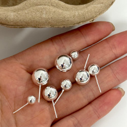 925純銀豆豆耳釘女韓版簡約時尚ins風氣質百搭個性銀球耳飾9921G