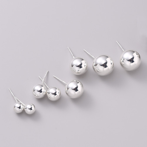 925純銀豆豆耳釘女韓版簡約時尚ins風氣質百搭個性銀球耳飾9921G