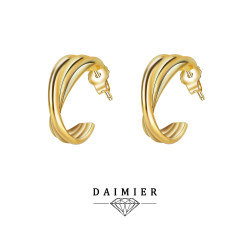 ME-10真金電鍍幾何形耳釘女黛米兒精緻高級感耳環925銀耳針