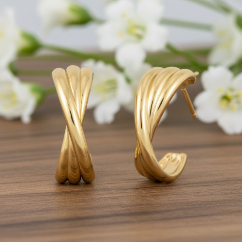 ME-10真金電鍍幾何形耳釘女黛米兒精緻高級感耳環925銀耳針