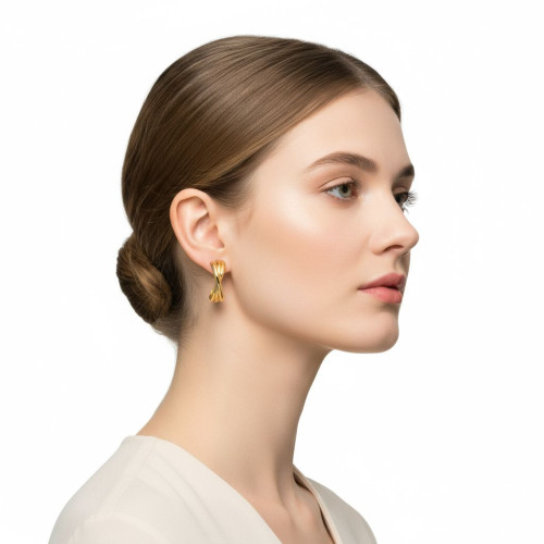 ME-10真金電鍍幾何形耳釘女黛米兒精緻高級感耳環925銀耳針