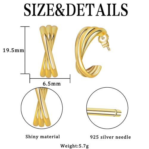 ME-10真金電鍍幾何形耳釘女黛米兒精緻高級感耳環925銀耳針