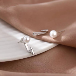 一唸 925純銀珍珠耳釘女氣質巴洛克耳環高級感小衆設計韓耳飾