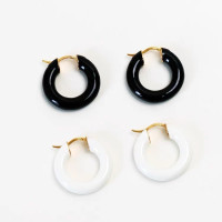 黑釉琺瑯耳環女滴膠耳釘時尚百搭耳圈小衆輕奢耳飾度假風耳環