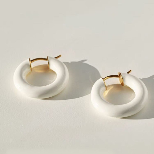 高級感復古黑釉琺瑯耳環女925純銀耳釘時尚百搭耳圈小衆輕奢耳飾