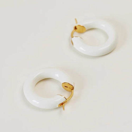 高級感復古黑釉琺瑯耳環女925純銀耳釘時尚百搭耳圈小衆輕奢耳飾