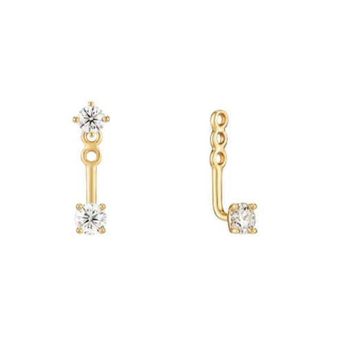 後掛耳釘伴侶 925純銀鍍14k金鋯石迷你百搭小耳釘配件