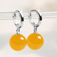 925銀天然綠瑪瑙長款耳環耳釘韓版時尚百搭耳墜簡約耳釦耳飾小衆