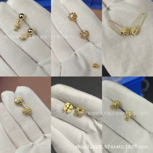 潮牌CH克羅伈做舊復古船錨帶鑽十字花童軍花耳釘合集男女925銀針 潮牌CH克羅伈做舊復古船錨帶鑽十字花童軍花耳釘合集男女925銀針