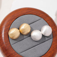 925銀針高級感拉絲磨砂質感金屬耳釘歐美時尚半圓球冷淡簡約耳飾