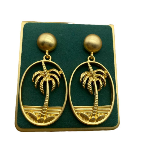 青島中古vintage西洋復古宮廷啞光金925銀針椰樹氣質修飾臉型耳釘 青島中古vintage西洋復古宮廷啞光金925銀針椰樹氣質修飾臉型耳釘