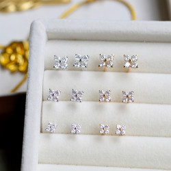 日系star閃耀之星莫桑石鑽石耳環龍心同款四葉草925銀鍍14k金耳釘