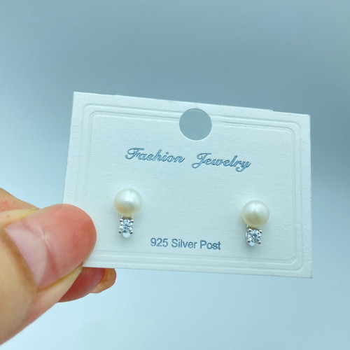 天然淡水925珍珠耳釘鍍金高級感鑲鑽純銀耳釘小衆設計純銀耳飾批