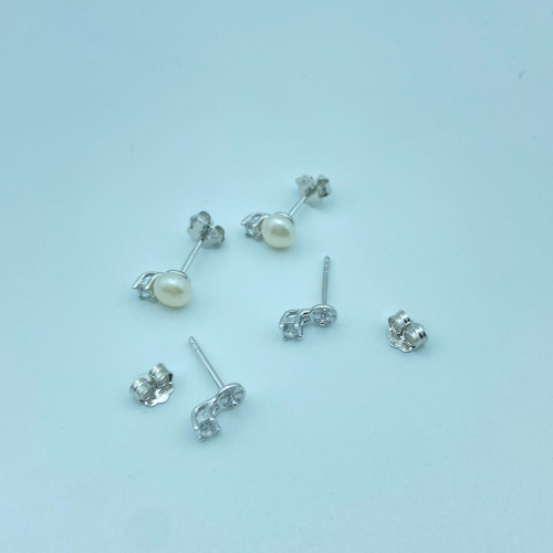 天然淡水925珍珠耳釘鍍金高級感鑲鑽純銀耳釘小衆設計純銀耳飾批