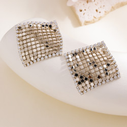 925銀針法式清新誇張鑲鑽耳環輕奢高級感耳釘時尚氣質耳飾設計感