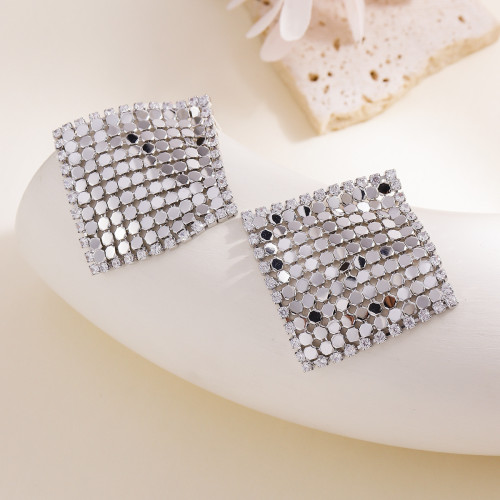 925銀針法式清新誇張鑲鑽耳環輕奢高級感耳釘時尚氣質耳飾設計感