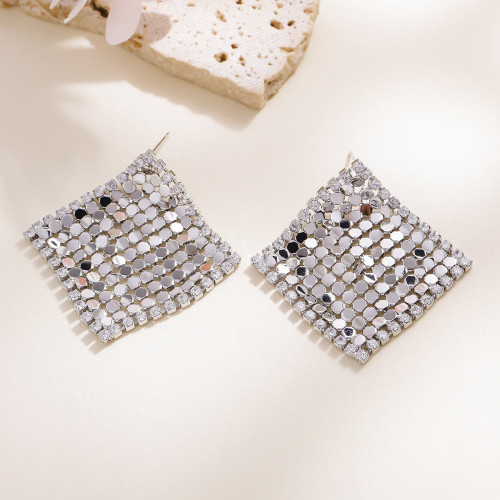 925銀針法式清新誇張鑲鑽耳環輕奢高級感耳釘時尚氣質耳飾設計感