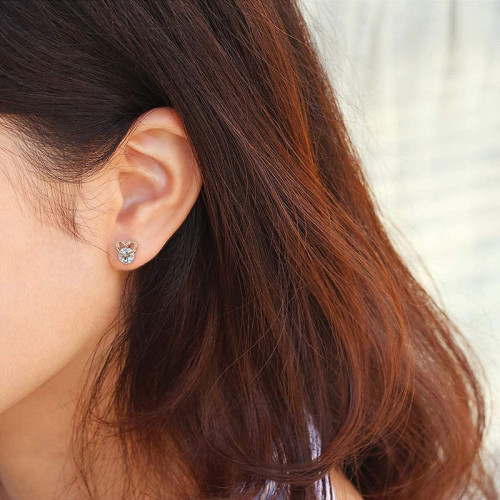 歐美wish  925銀心形耳釘心形夾鑽簡約耳飾飾品