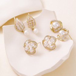 925銀針小衆設計感幾何珍珠耳釘 時尚輕奢通勤超閃耳環