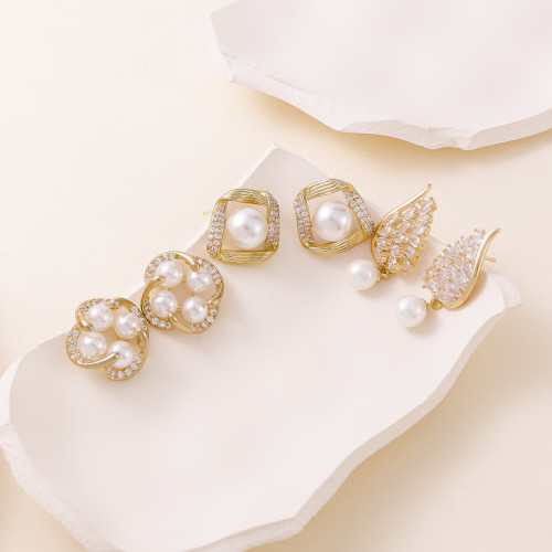 925銀針小衆設計感幾何珍珠耳釘 時尚輕奢通勤超閃耳環 925銀針小衆設計感幾何珍珠耳釘 時尚輕奢通勤超閃耳環