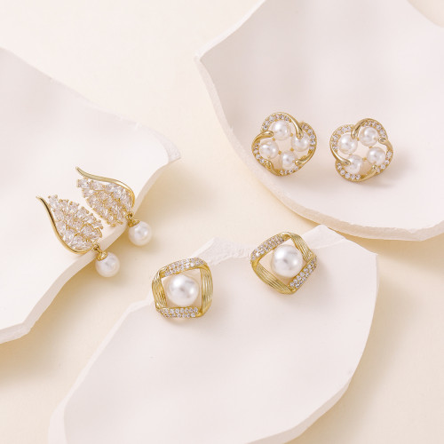 925銀針小衆設計感幾何珍珠耳釘 時尚輕奢通勤超閃耳環 925銀針小衆設計感幾何珍珠耳釘 時尚輕奢通勤超閃耳環