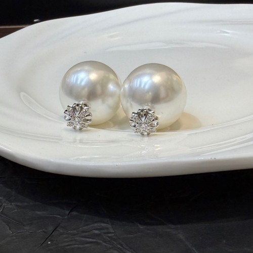 177個性款十字微鑲誇張大珠珠前後戴耳飾925銀針爆閃鋯石耳環