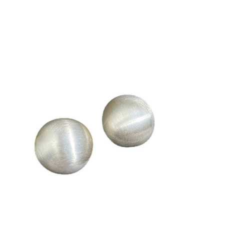 拉絲耳釘銅鍍18k金925銀針輕奢金色光面圓形磨砂半圓球耳飾女