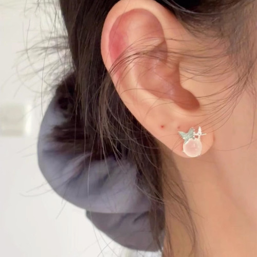 925銀針藍蝴蝶白玉髓耳釘清冷感獨特小衆設計高級感輕奢精緻耳環