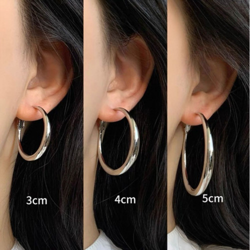 925銀針明星同款素圈耳環高級輕奢小衆設計氣質顯臉瘦耳飾女