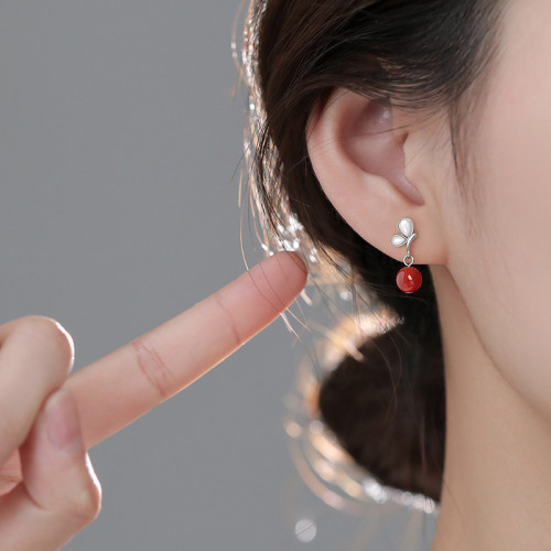 如業 925純銀紅珠耳釘過年輕奢耳環小衆設計2022年新款耳飾女 如業 925純銀紅珠耳釘過年輕奢耳環小衆設計2022年新款耳飾女