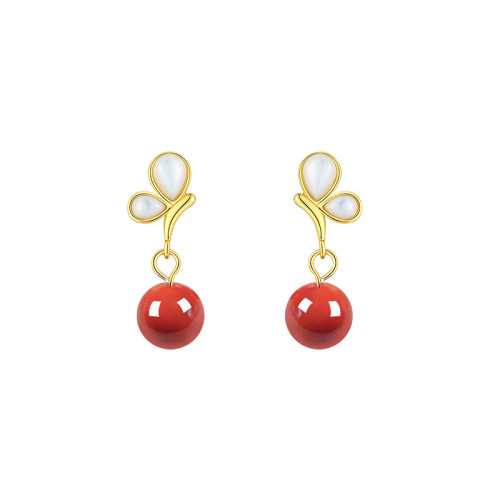 如業 925純銀紅珠耳釘過年輕奢耳環小衆設計2022年新款耳飾女 如業 925純銀紅珠耳釘過年輕奢耳環小衆設計2022年新款耳飾女