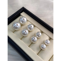 冷白極光人造澳白珍珠耳釘女維納斯無耳洞耳夾925純銀耳釘女