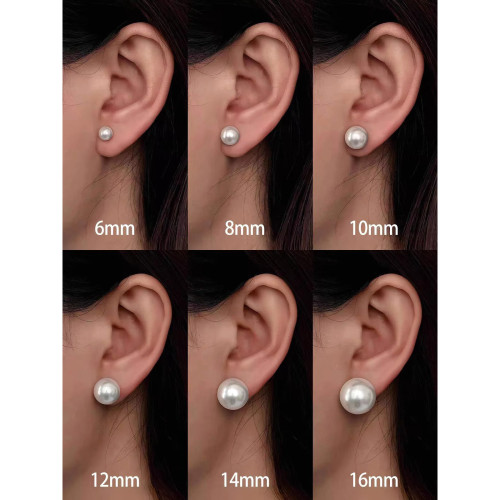 冷白極光人造澳白珍珠耳釘女維納斯無耳洞耳夾925純銀耳釘女