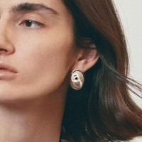 秋季新款925銀針旋渦橢圓耳釘歐美小衆高級簡約復古時尚百搭耳釘