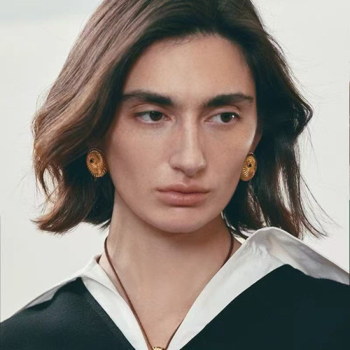 秋季新款925銀針旋渦橢圓耳釘歐美小衆高級簡約復古時尚百搭耳釘